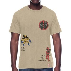 NWT Marvel Deadpool & Wolverine Short Sleeve Graphic Print T-Shirt‎ Brown Mens S